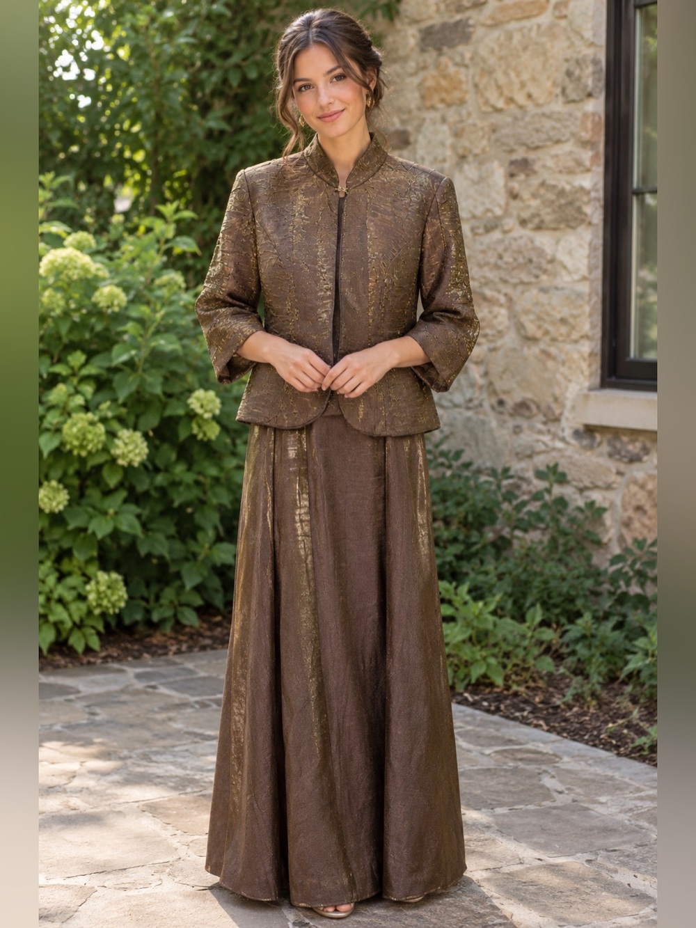 David's Bridal Dress and Jacket Mother of the Bride Groom Dress Bown Bronze